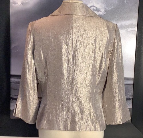 Jessica Howard Silver Metallic Shawl Collar 3/4 Sleeve Dressy MOB Jacket Sz 14 - Picture 5 of 11