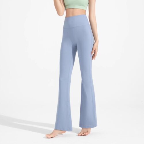 Women Yoga Bell-bottom Pants High Waist Fitness Stretch Trousers Wide Leg Solid