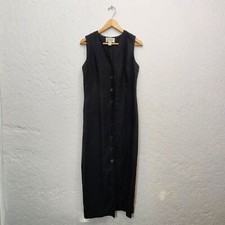 Black linen button up maxi dress