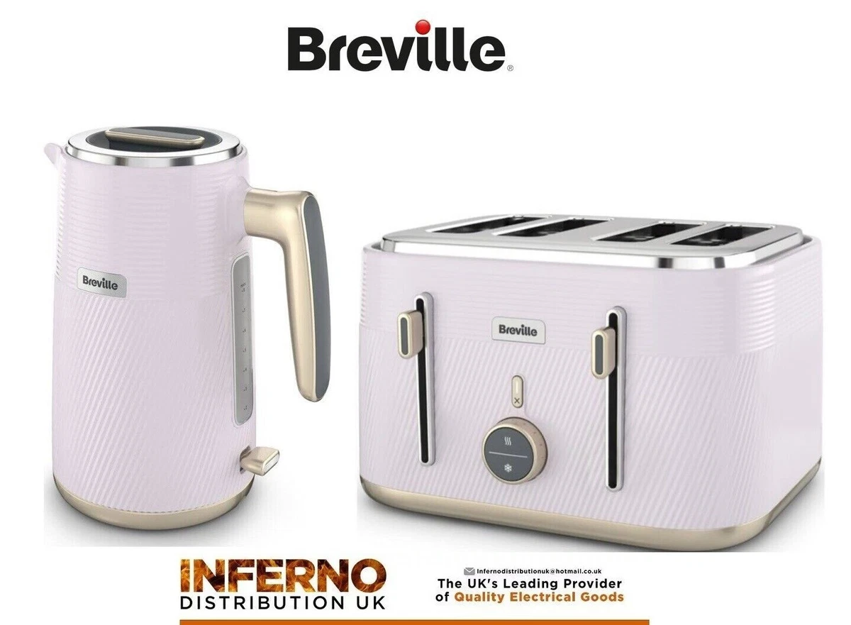BREVILLE OBLIQ 1.7L JUG KETTLE AND MATCHING 4 SLICE TOASTER SET IN LILAC &  GOLD | eBay