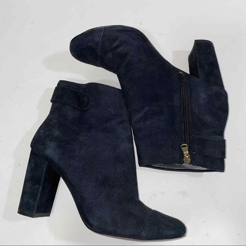 Ann Taylor Black Suede Ankle Boots Size 8.5 Block Heel - Picture 3 of 8
