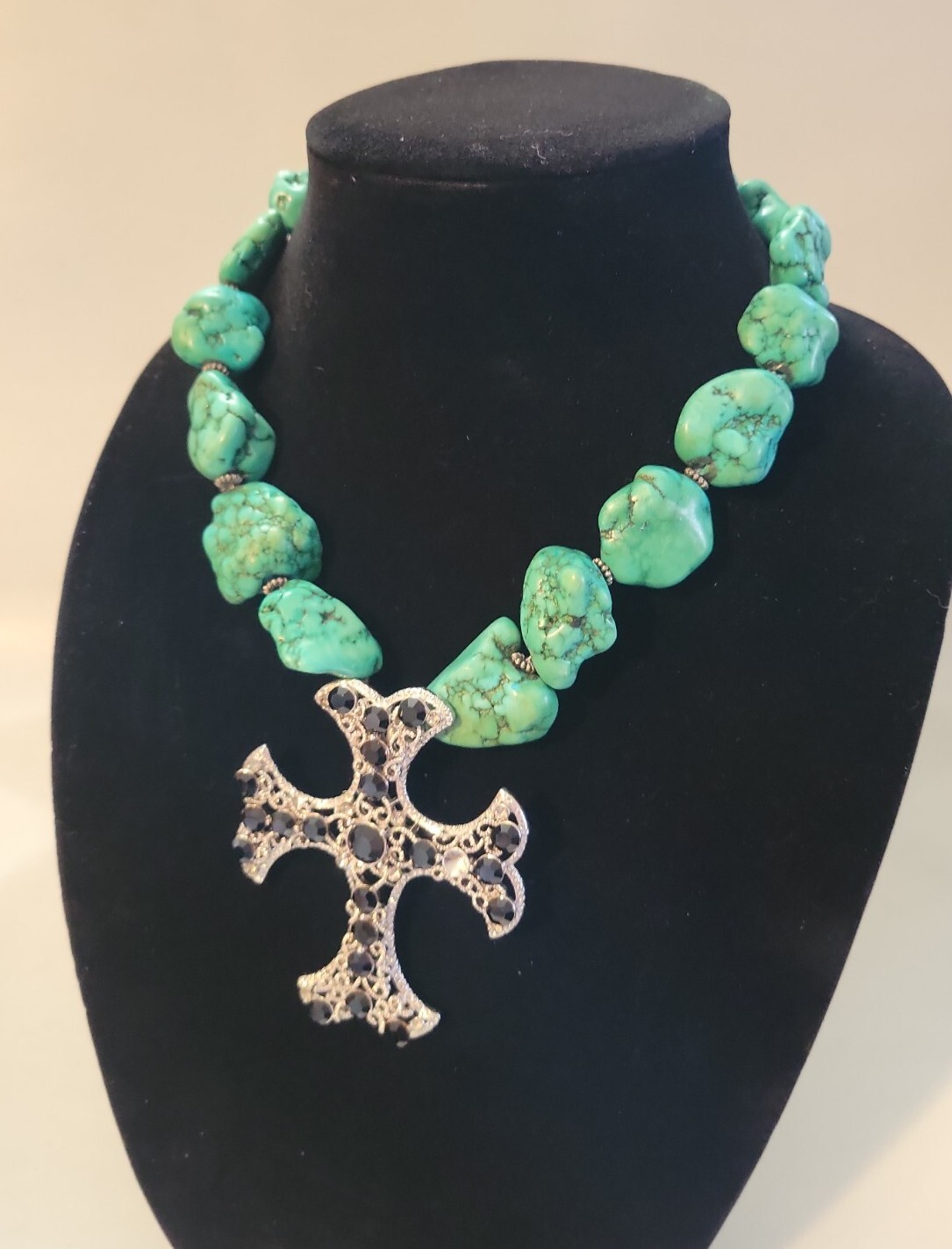 Western Boho Block Turquoise? Statement Necklace - image 1