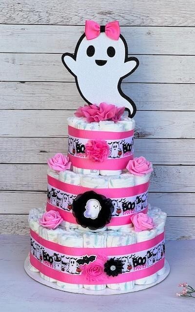 Tier Ghost Halloween Diaper Cake Baby Shower Girl