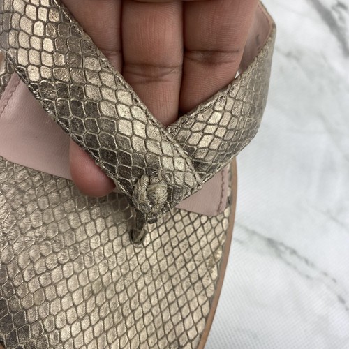 Taryn Rose Taziana Gold Snake Print Leather Thong Sandals/Slides Sz 9 - Picture 3 of 10