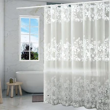 Frosted Flower Shower Curtain Liner 5G PEVA Shower Liner Plastic Waterproof Sh