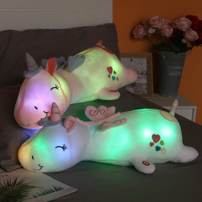 MARKENLOS 60CM LED Einhorn Plüschtier Plüsch-Umarmungskissen Kuscheltier Plüsch Geschenk