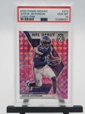 Justin Jefferson 2020 Panini Mosaic Rookie NFL Debut Pink Camo Card #270 PSA 10. rookie card picture