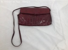 Vintage Korean Red Eel Skin Leather Crossbody Clutch Purse Handbag Beautiful