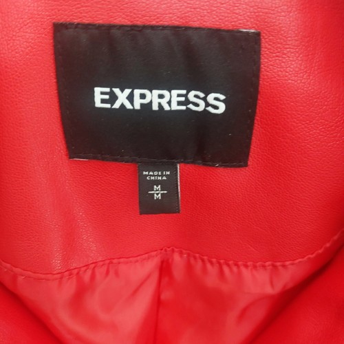 Faux Leather Jacket Red Women's Medium Express - Picture 6 of 15