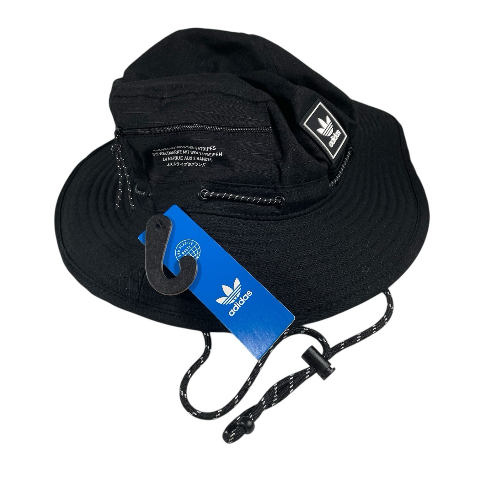 Adidas Utility 2.0 Boonie Bucket Hat NWT OSFA Black Zip Pocket Graphic Logo