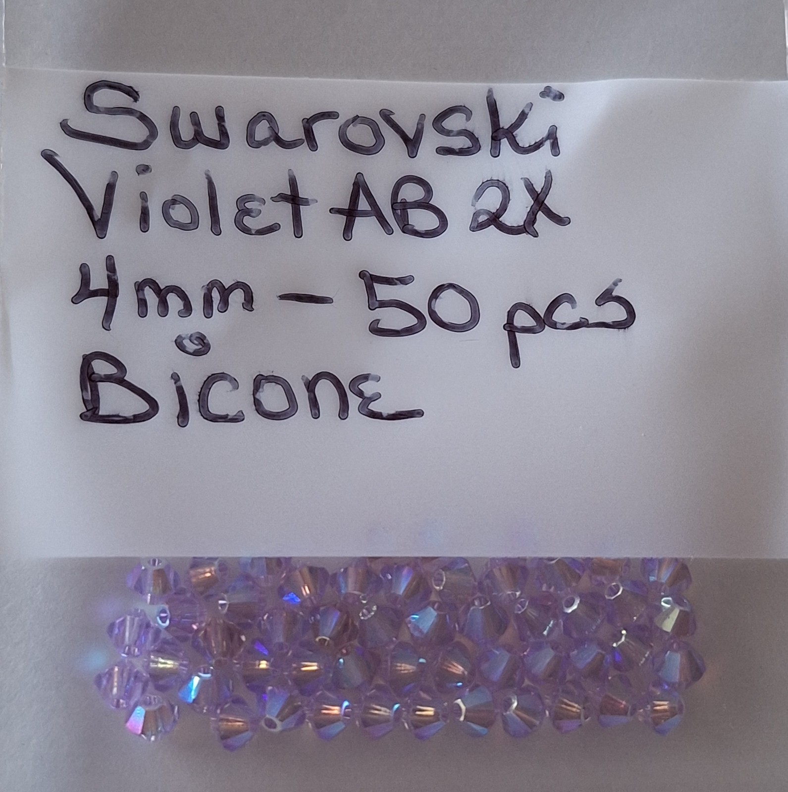 Swarovski Violet AB 4mm Bicone Crystals Lot of 50 New Sparkly