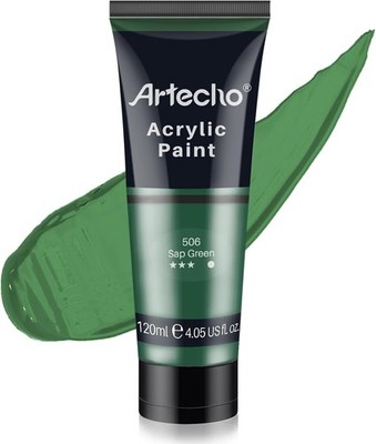 Artecho Acrylfarbe Saftgrün 120 ml, Wasserfest und Lichtecht, Schnell Trocknend