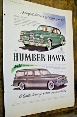1955 Humber Hawk Saloon & Estate Car Station Wagon British-mag ad