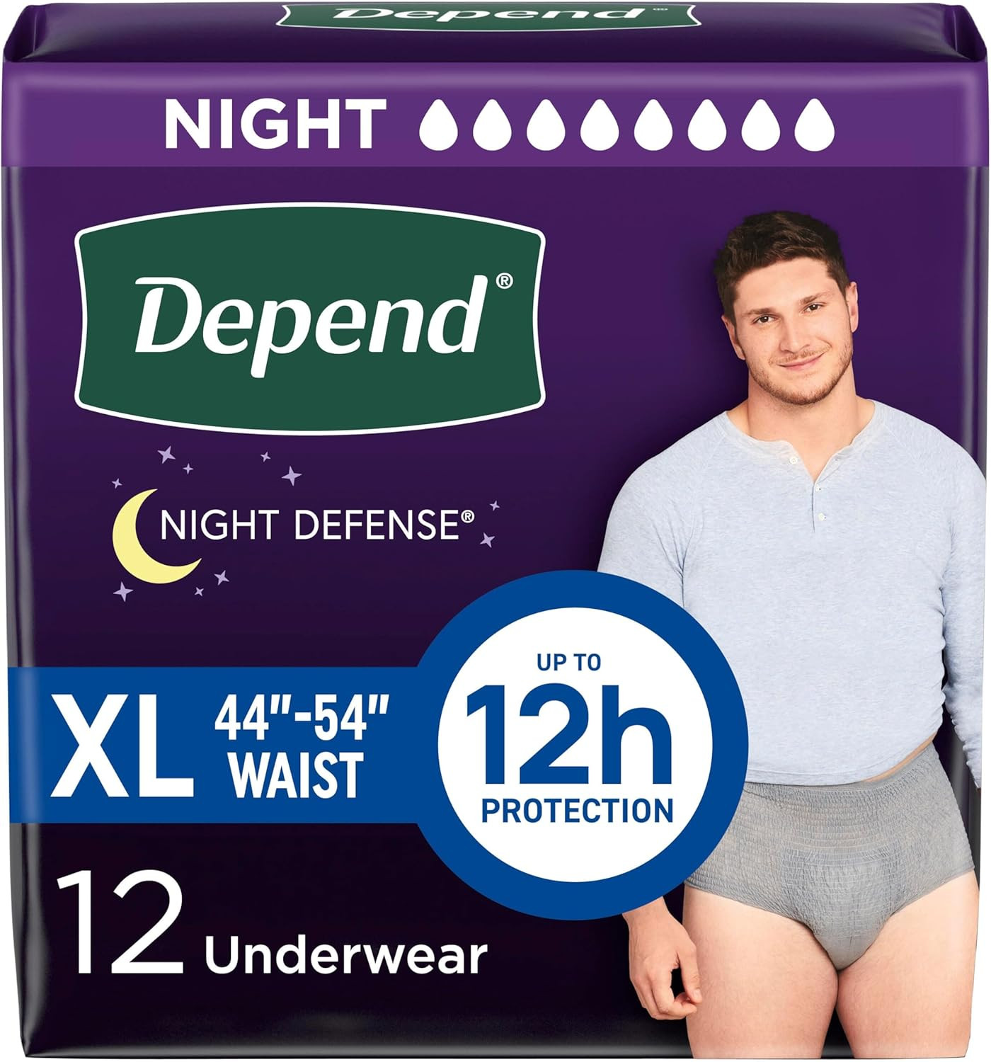 Night Defense Adult Incontinence Underwear for Men, Disposable, Overnight, Extra