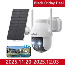 ieGeek 2K Solar Security Camera Outdoor Wireless, 360° Pan Battery Camera Alexa