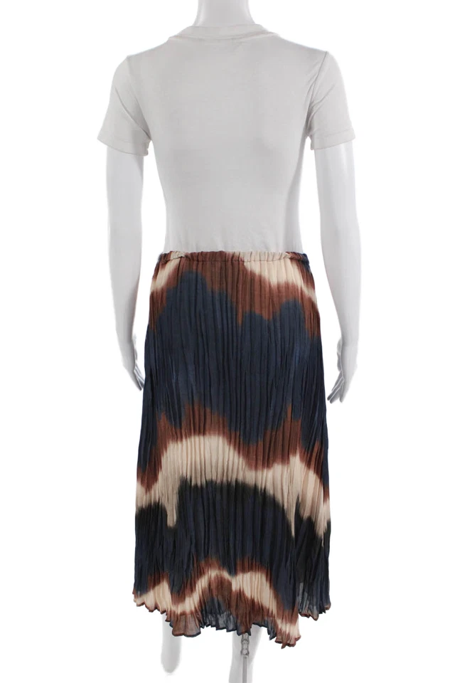 Falda plisada a media pantorrilla con estampado abstracto azul marino talla M de Bella Dahl para mujer Foto 3 de 4