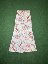 Vintage 70s Patchwork Floral Print Hippie Flared Bell Bottom 23x26 Pants