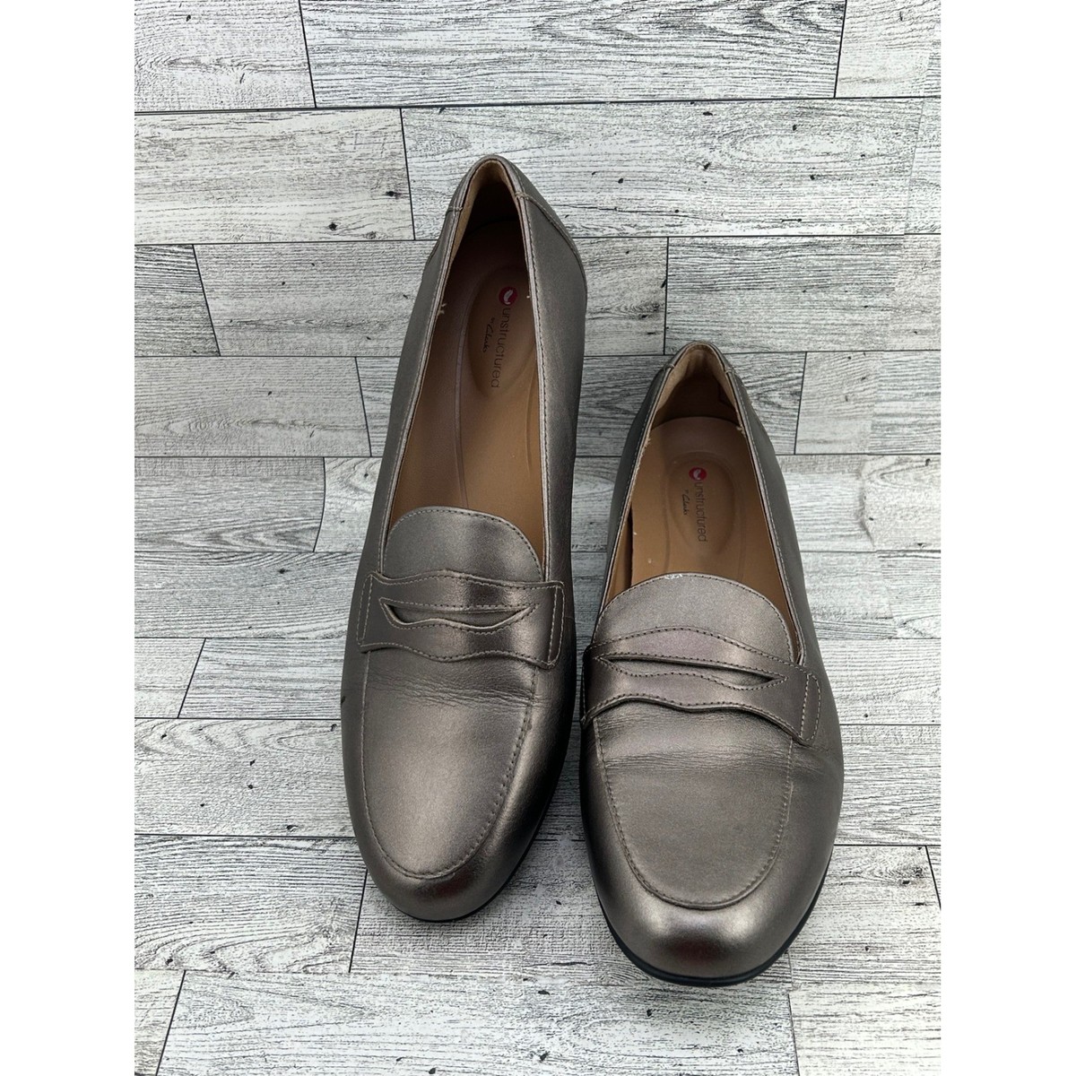 Clarks Unstructured Metallic Pewter Loafers Women's Shoes Size 9.5M | eBay