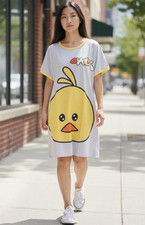Women’s oversized pijama dress Cute Yellow Chick Graphic