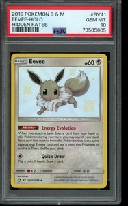 PSA 10 GEM MINT Pokemon Eevee Hidden Fates Holo SV41/SV94