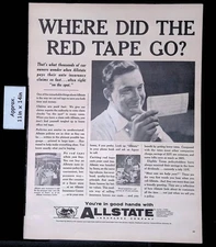 1957 ALLSTATE You're In Good Hands...WHERE DID THE RED TAPE GO? Print Ad 51586