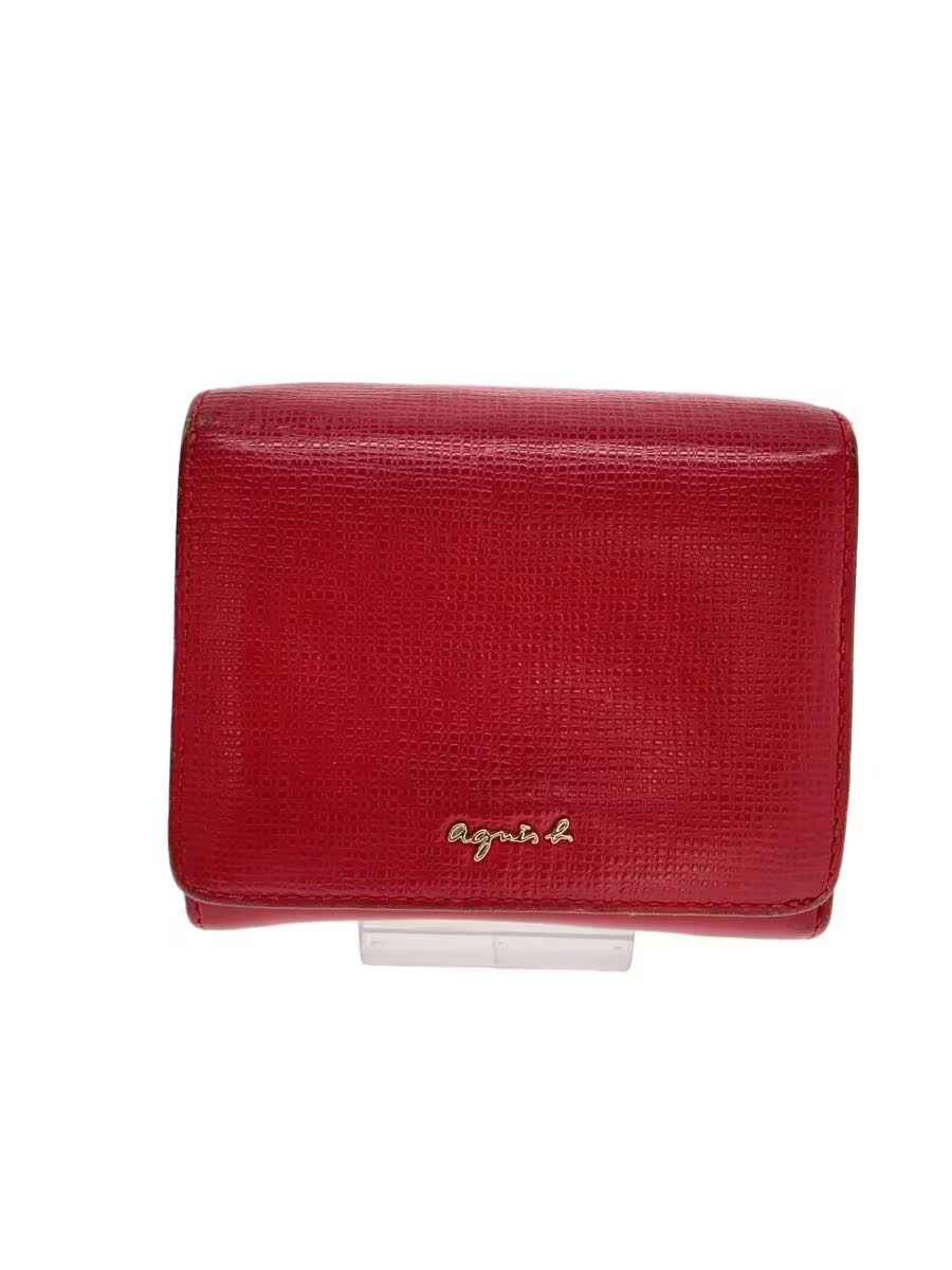 agnes b. Bi-fold wallet, leather, RED, plain, for women | eBay
