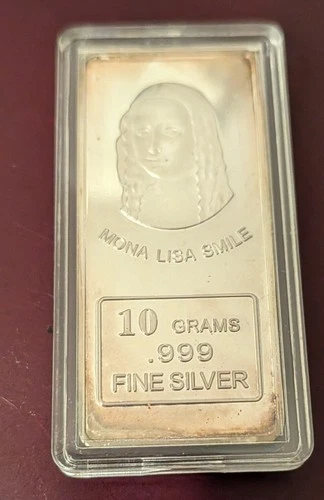 10 GRAMS .999 silver bar bullion Mona Lisa Smiles