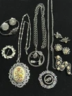 Lot Silver Tone Rhinestone Faux Pearl Trifari Avon Monet Necklace Bangle Earring