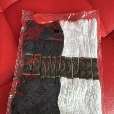 Black White Embroidery Floss Set Solid Color Pack X0027D34WZ