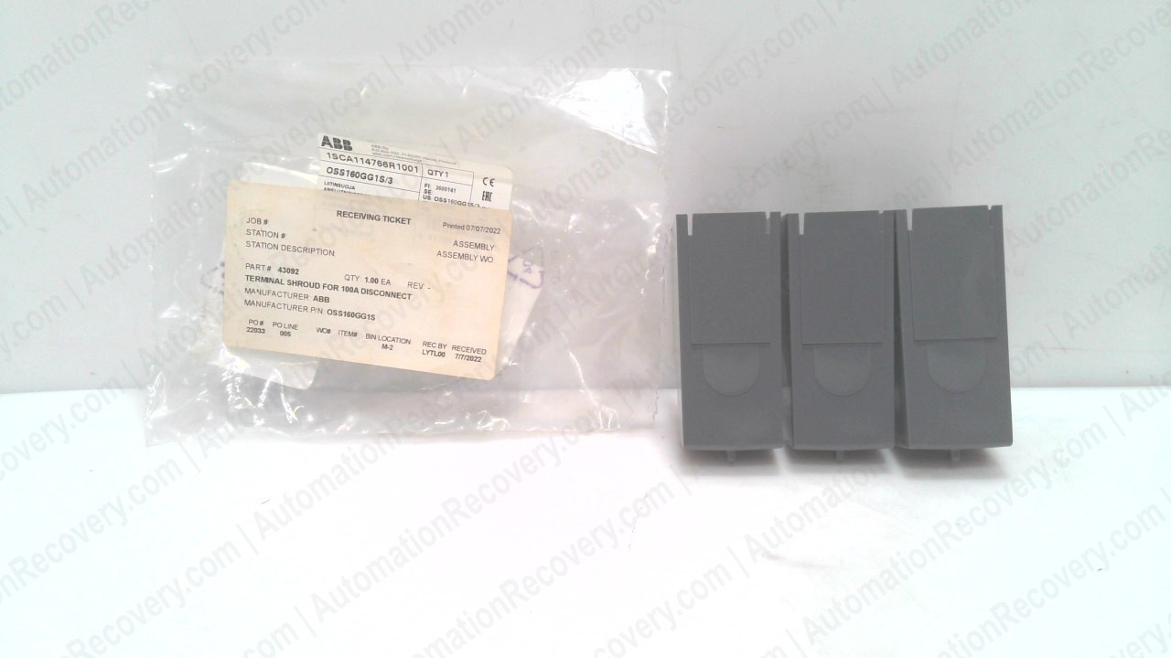 ABB 1SCA114766R1001, 3 PIECE TERMINAL SHROUD, OSS160GG1S, NEW #348867