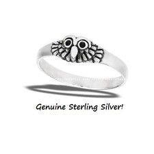 GIFT BOXED High Polish Cute OWL New .925 Sterling Silver Ring Sizes 5 - 8