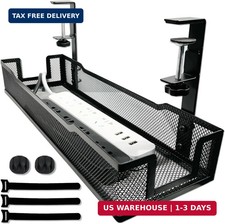 No Drill Under Desk Cable Management Tray with clamp-Premium Wire Tray Cord Orga