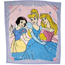 Disney Princess Throw Blanket Baby 35x40 Purple Snow White Cinderella Aurora