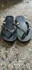 Tory Burch Women's Flip Flop Sandals Gray/Silver Glitter Logo Patent 8 — photo 1