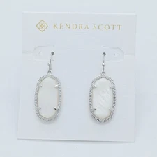 New Kendra Scott Dani Silver Drop Earrings In White Pearl Shell