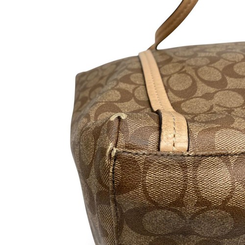 Coach Extra Large Tote Bag Signature Large Capacity Charm PVC Brown Authentic - Picture 12 of 20