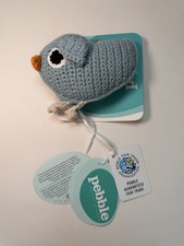 Pebble Crochet Bird Rattle Baby Toy Handmade Fair Trade Blue Chick