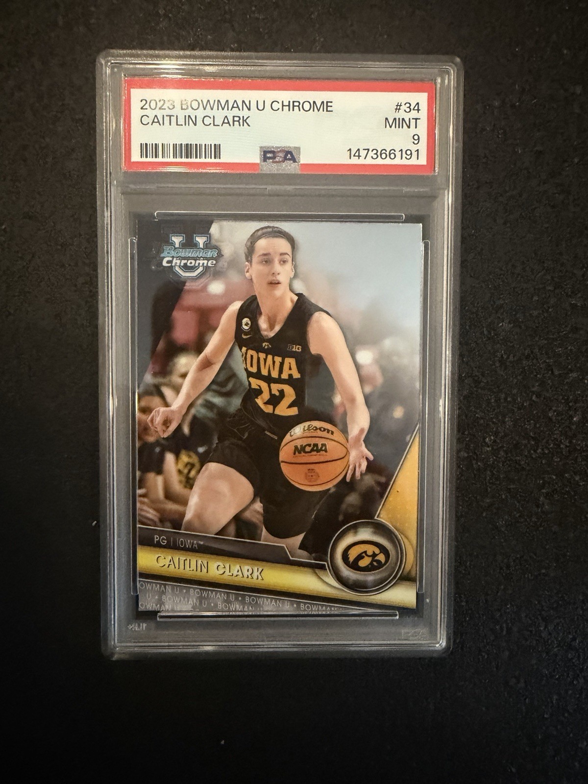 2023-24 Bowman University Chrome - #34 Caitlin Clark (RC) PSA 9 view 1
