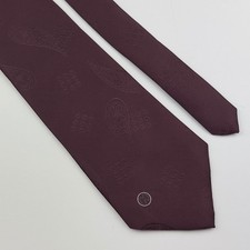 Halston III Mens Burgundy Paisley Medallion Silk Blend Necktie Made in USA