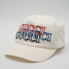 size L Gucci White Embroidered Logo Baseball Hat Cap Black Red Blue