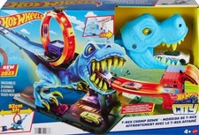 Hot Wheels City T-Rex Chomp Down Track 2022 Mattel Blue Dinosaur Dino NEW
