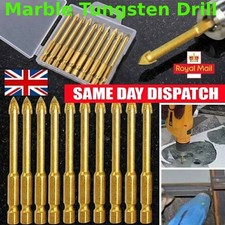 10x 6mm Glas Porcelain Drill Bits Set Ceramic Tile Marble Tungsten Spear Head UK