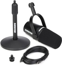 Shure MV7 Hybrid Podcast Microphone and Stand - Black