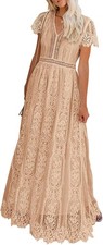 Women's 2026 V Neck Short Sleeve Floral Lace Wedding, Size Large