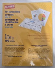 Lot of 2 - NEW BOX STAPLES HOT LAMINATING POUCHES Letter 5 Mil 100-Pack .127mm