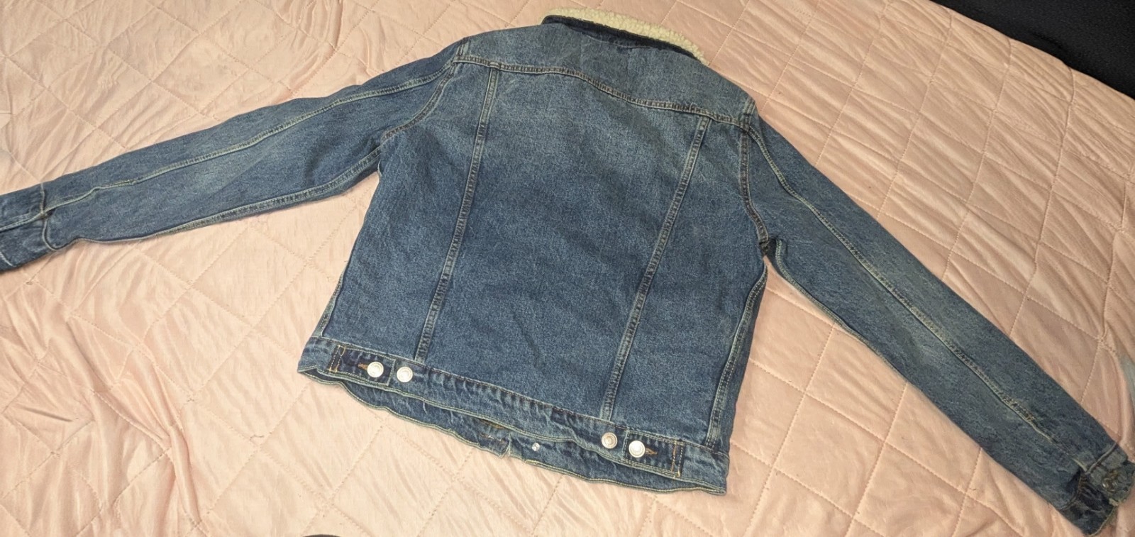Broken Standard Mens Sherpa Lined Denim Jacket Size M Blue Fleece ...