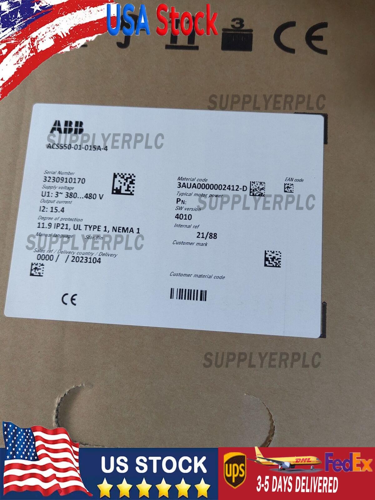 1PC New ABB Inverter ACS550-01-015A-4 Frequency converter No Keypad