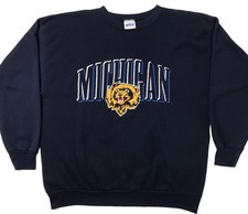 Vintage University Of Michigan Wolverines Blue Crewneck Sweatshirt USA Mens 2XL