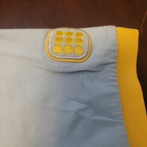 Vintage Y2K DrunknMunky Yellow Embroidered Logo Powder Blue Large T-Shirt - Picture 7 of 13