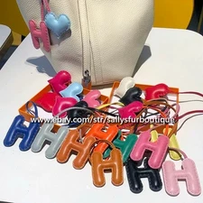 Sallys Boutique Handmade Real Leather Heart Bag Key Chain Ring Charm Pendant H